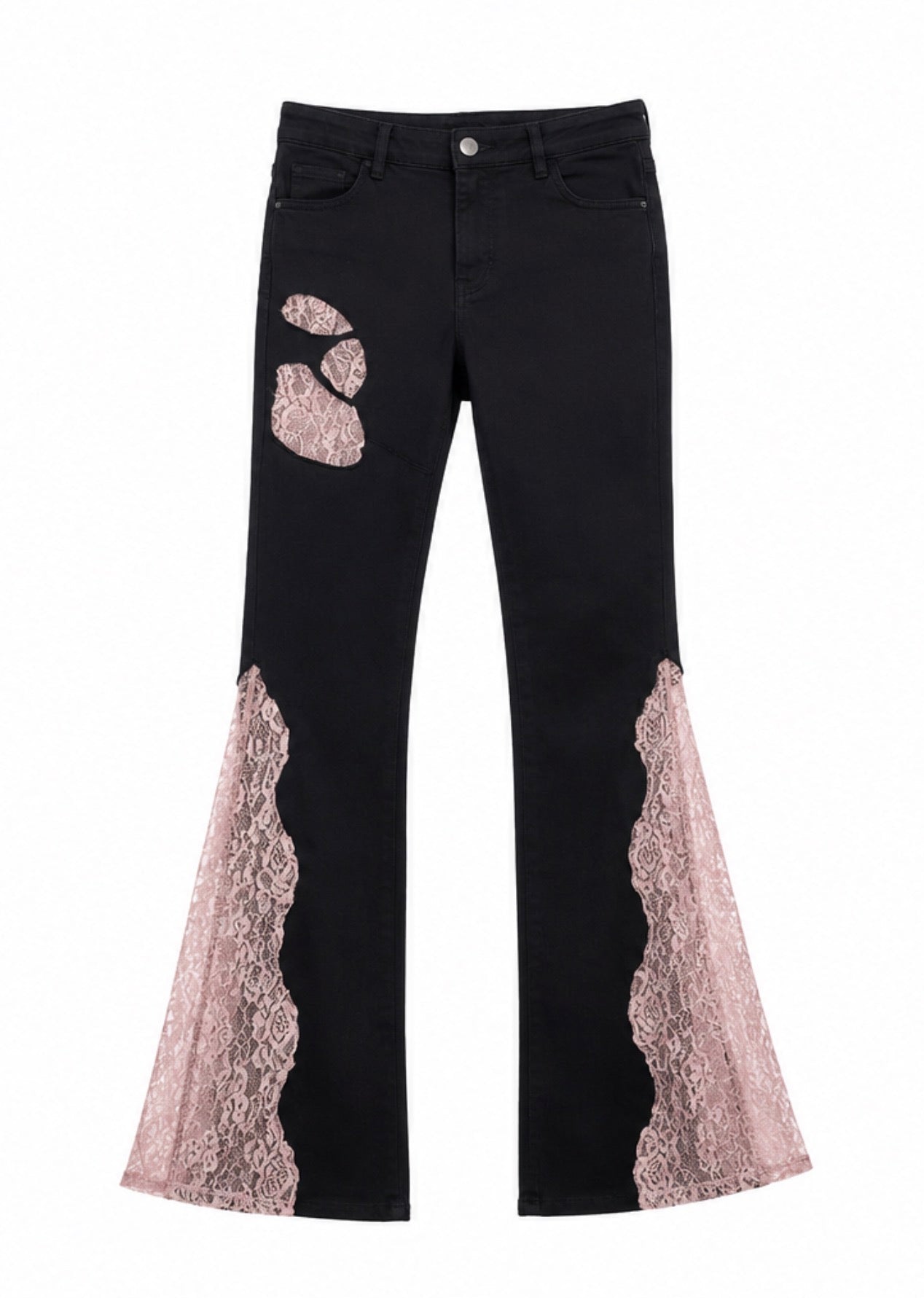CélavieDenim Handmade Floral Lace Flared Jeans